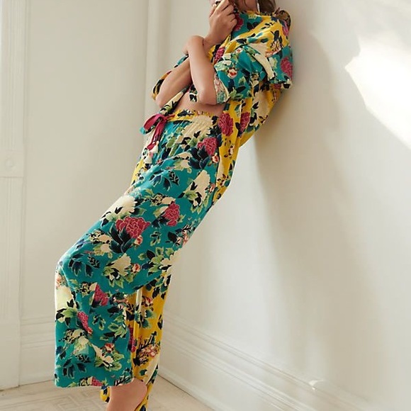 Anthropologie cotton flower print Pjs